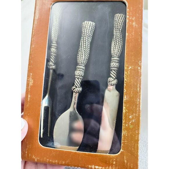 New Set 3 Silea Tassel Handle Silver Plated Butter Spreader Fork Knot Cheese - Picture 8 of 11